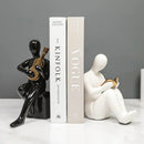 GobekUsa Abstract Nordic Style Ceramic Character Bookends Set for Office Bookcase Decor