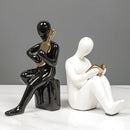 GobekUsa Abstract Nordic Style Ceramic Character Bookends Set for Office Bookcase Decor