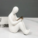 GobekUsa Abstract Nordic Style Ceramic Character Bookends Set for Office Bookcase Decor
