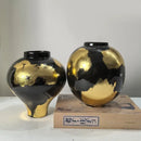 Ceramic Vase Gold Foil Pattern Handcrafted Terrarium Flowerpot