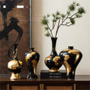 Ceramic Vase Gold Foil Pattern Handcrafted Terrarium Flowerpot