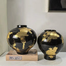 Ceramic Vase Gold Foil Pattern Handcrafted Terrarium Flowerpot