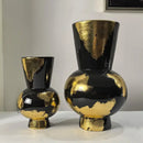 Ceramic Vase Gold Foil Pattern Handcrafted Terrarium Flowerpot