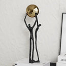 GobekUsa Human Figure Sculpture Golden Ball Holder Metal Figurine Home Decor