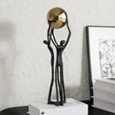 GobekUsa Human Figure Sculpture Golden Ball Holder Metal Figurine Home Decor