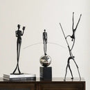 GobekUsa Human Figure Sculpture Acrobatics Art Decor Abstract Figurine Metal Handicrafts