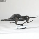 GobekUsa Bull Statue: Abstract Cast Iron Cattle Sculpture for Modern Home Decor