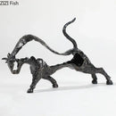 GobekUsa Bull Statue: Abstract Cast Iron Cattle Sculpture for Modern Home Decor