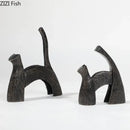 GobekUsa Bull Statue: Abstract Cast Iron Cattle Sculpture for Modern Home Decor