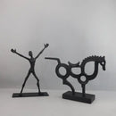 GobekUsa Geometric Couple Cast Iron Figure Sculpture for Home Decor