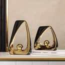 GobekUsa Geometric Triangles Golden Ball Skeleton Sculpture: Abstract Home Decor Figurine