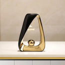 GobekUsa Geometric Triangles Golden Ball Skeleton Sculpture: Abstract Home Decor Figurine
