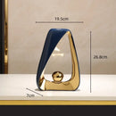 GobekUsa Geometric Triangles Golden Ball Skeleton Sculpture: Abstract Home Decor Figurine