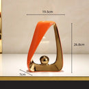 GobekUsa Geometric Triangles Golden Ball Skeleton Sculpture: Abstract Home Decor Figurine