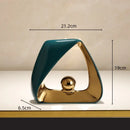 GobekUsa Geometric Triangles Golden Ball Skeleton Sculpture: Abstract Home Decor Figurine