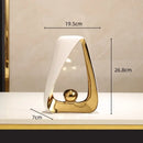GobekUsa Geometric Triangles Golden Ball Skeleton Sculpture: Abstract Home Decor Figurine