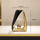 GobekUsa Geometric Triangles Golden Ball Skeleton Sculpture: Abstract Home Decor Figurine