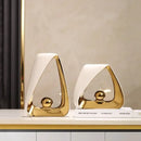 GobekUsa Geometric Triangles Golden Ball Skeleton Sculpture: Abstract Home Decor Figurine