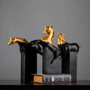 GobekUsa Golden Horse Abstract Sculpture: Elegant Running Horse Figurine for Home Decor
