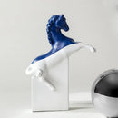 GobekUsa Horse Statue Resin Abstract Ornament Half-length Animal Sculpture Home Decor Figurine