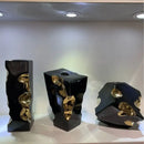 GobekUsa Golden Notch Ceramic Vase Geometric Square Design Home Decor Accessory