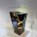 GobekUsa Golden Notch Ceramic Vase Geometric Square Design Home Decor Accessory