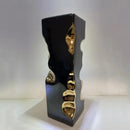 GobekUsa Golden Notch Ceramic Vase Geometric Square Design Home Decor Accessory
