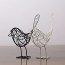 Abstract black iron bird figurines living room woven sculpture by Decorbites