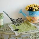 Abstract black iron bird figurines living room woven sculpture by Decorbites