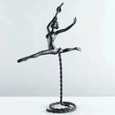 Metal Ballerina Dancer Sculpture - Abstract Handicraft Figurine for Modern Living Room Decor