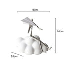 Resin Paper Airplane Cloud Figurine - Black Cartoon Abstract Modern Minimalist Style Home Decor