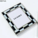 GobekUsa Black White Plaid Metal Photo Frame Abstract Desktop Decoration Display Frames