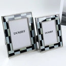 GobekUsa Black White Plaid Metal Photo Frame Abstract Desktop Decoration Display Frames