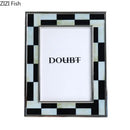 GobekUsa Black White Plaid Metal Photo Frame Abstract Desktop Decoration Display Frames