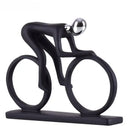 Abstract black & silver resin cyclist statue living room decor by Decorbites