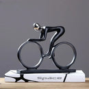 Abstract black & silver resin cyclist statue living room decor by Decorbites