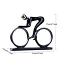Abstract black & silver resin cyclist statue living room decor by Decorbites