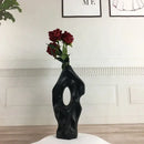 GobekUsa Black & White Abstract Ceramic Vase - Handcrafted Hollow Out Hole Design