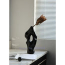 GobekUsa Black & White Abstract Ceramic Vase - Handcrafted Hollow Out Hole Design
