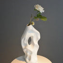 GobekUsa Black & White Abstract Ceramic Vase - Handcrafted Hollow Out Hole Design