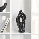 GobekUsa Black & White Abstract Ceramic Vase - Handcrafted Hollow Out Hole Design