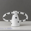 GobekUsa Ceramic Vase with Black and White Spots | Abstract Wave Point Design