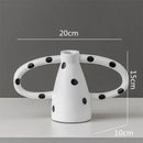 GobekUsa Ceramic Vase with Black and White Spots | Abstract Wave Point Design