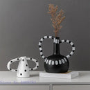 GobekUsa Ceramic Vase with Black and White Spots | Abstract Wave Point Design