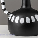 GobekUsa Ceramic Vase with Black and White Spots | Abstract Wave Point Design
