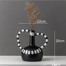 GobekUsa Ceramic Vase with Black and White Spots | Abstract Wave Point Design