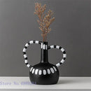 GobekUsa Ceramic Vase with Black and White Spots | Abstract Wave Point Design