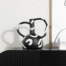 GobekUsa Geometric Striped Vase with Abstract Handle for Home Decoration