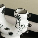 GobekUsa Graffiti Ceramic Vase U-Shape Hand-Painted Abstract Handicraft Floral Arrangement Accessory