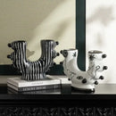 GobekUsa Graffiti Ceramic Vase U-Shape Hand-Painted Abstract Handicraft Floral Arrangement Accessory